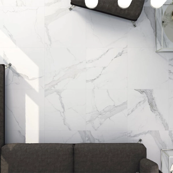 Carrelage sol et mur effet marbre mat Granito white 100x100 cm