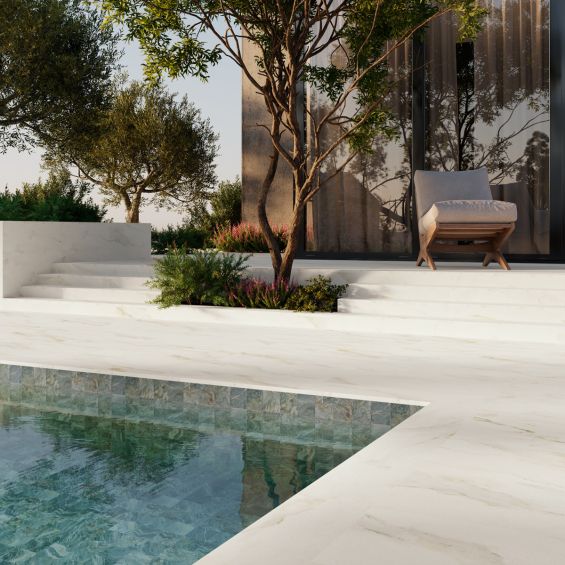 Carrelage sol extérieur effet pierre Lumina marbreR10 60x60 cm