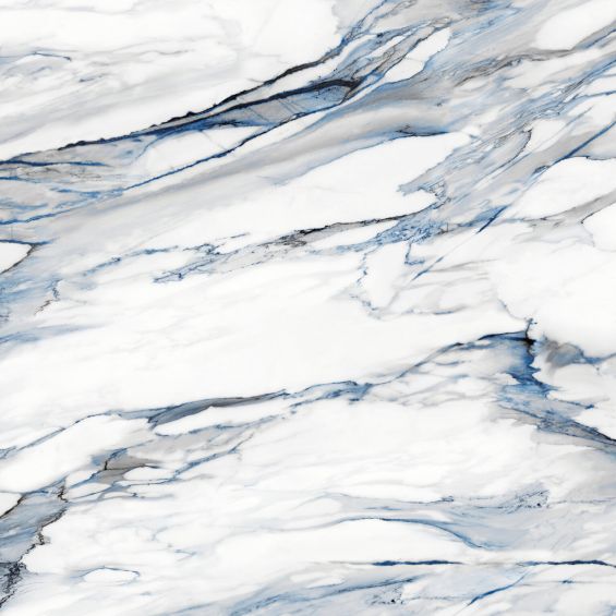 Carrelage sol et mur effet marbre brillant Kallos bleu poli 120x120 cm