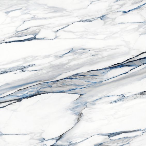 Carrelage sol et mur effet marbre brillant Kallos bleu poli 120x120 cm