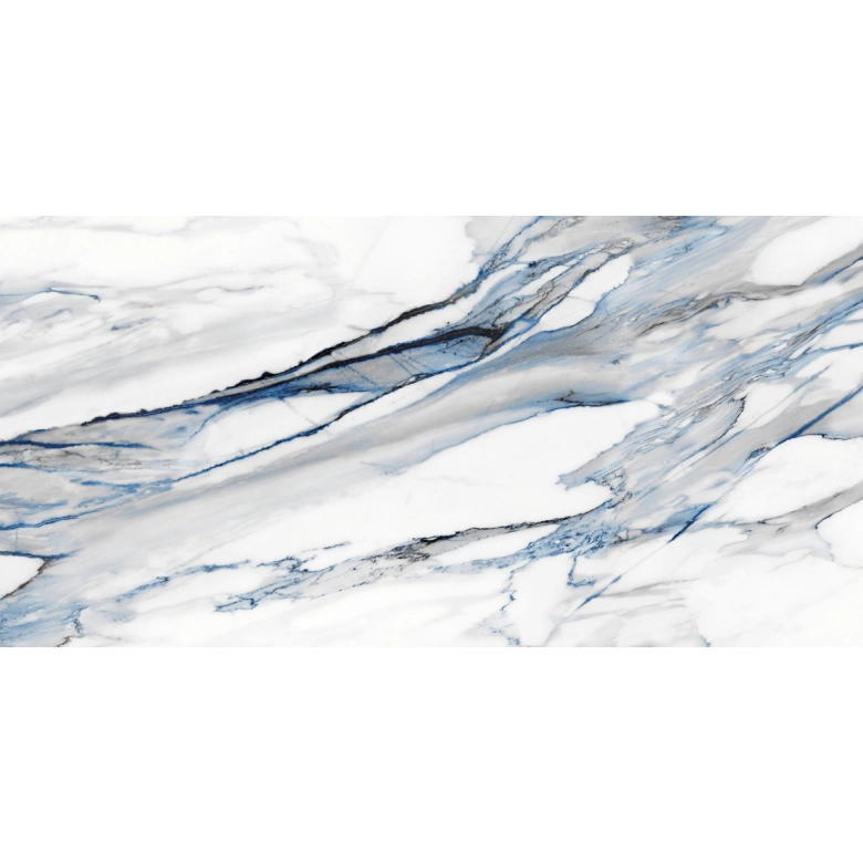 Carrelage sol et mur effet marbre brillant Kallos bleu poli 30x60 cm