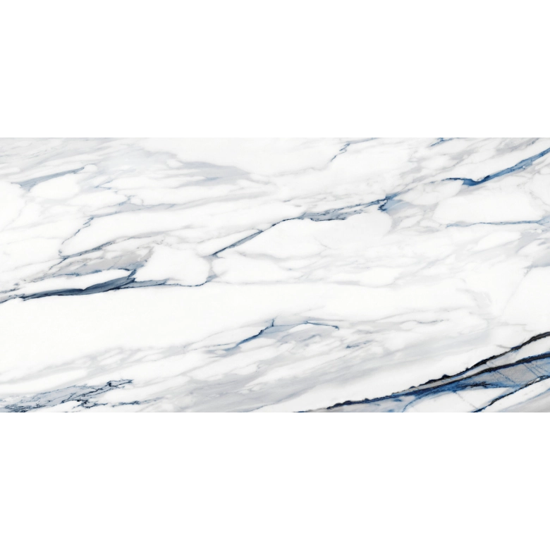 Carrelage sol et mur effet marbre brillant Kallos bleu poli 30x60 cm