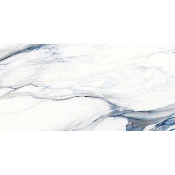 Carrelage sol et mur effet marbre brillant Kallos bleu poli 60x120 cm