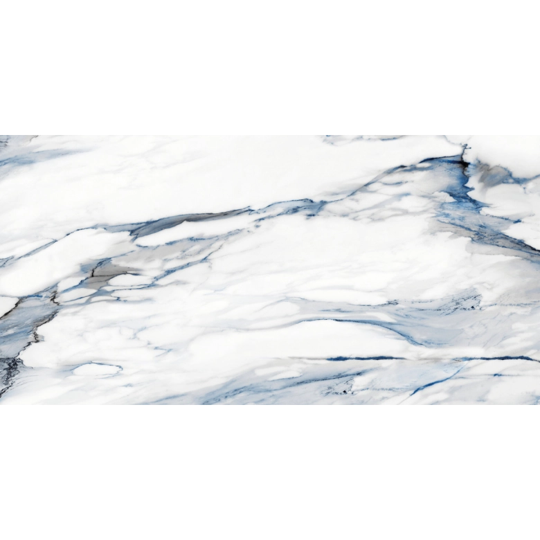 Carrelage sol et mur effet marbre brillant Kallos bleu poli 60x120 cm