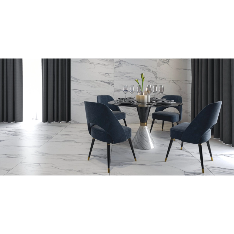 Carrelage sol et mur effet marbre mat Kallos blanc grisé 60120 cm