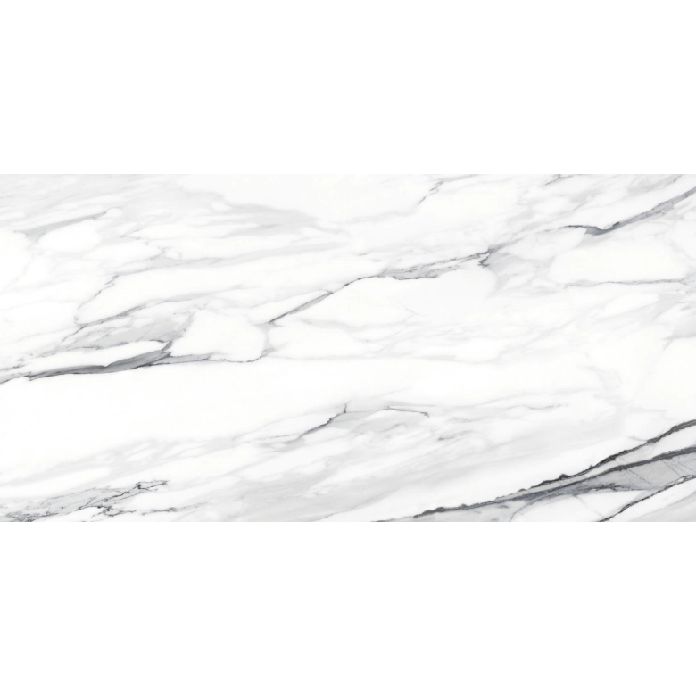 Carrelage sol et mur effet marbre brillant Kallos blanc grisé poli 30x60 cm