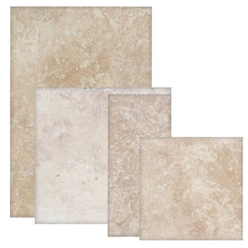 Carrelage sol extérieur effet pierre Travertin TravertiNova classic R11 multi-format