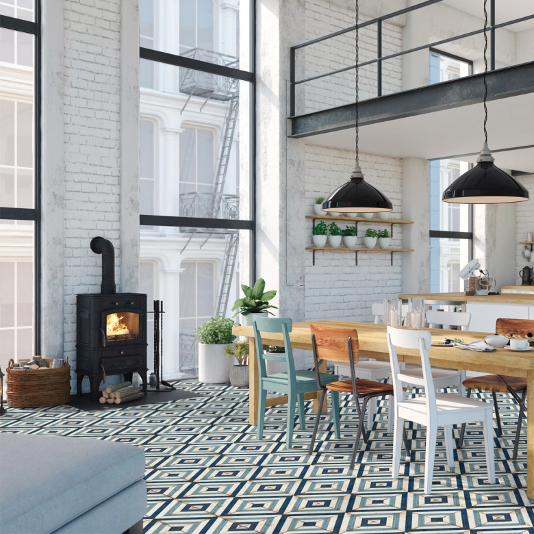 Carrelage sol effet carreaux de ciment Ritz Elyria 20x20 cm