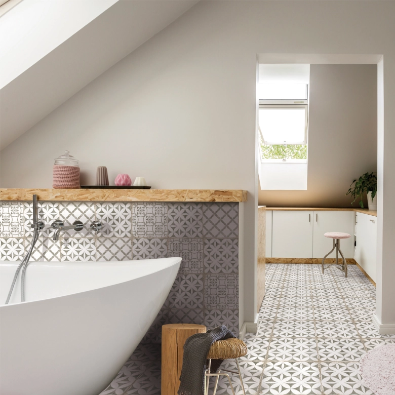 Carrelage sol effet carreaux de ciment Ritz Dorset taupe 20x20 cm