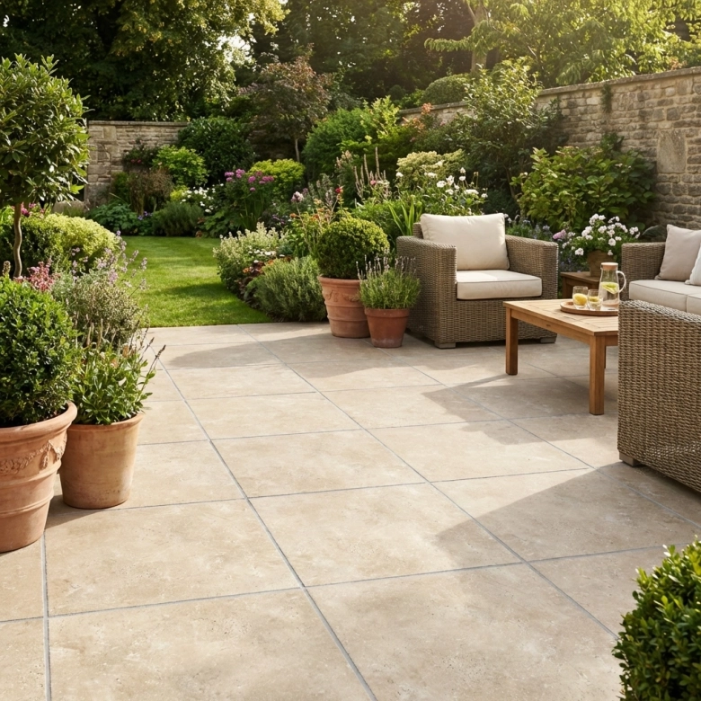 Carrelage sol extérieur effet pierre travertin Pomezia beigeR11 60x60 cm