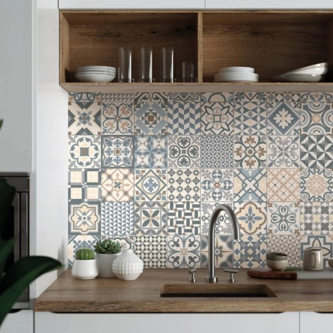 Carrelage sol effet carreaux de ciment Tradition grey 33,1533,15 cm