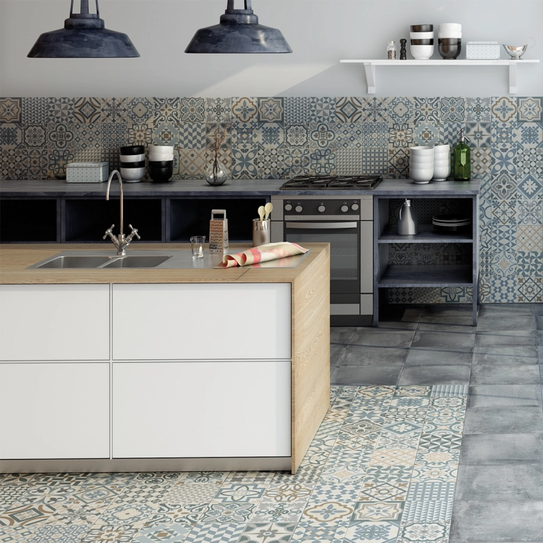 Carrelage sol effet carreaux de ciment Taco Tradition gris 16,516,5 cm