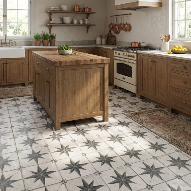 Carrelage sol effet carreaux de ciment Stella star 60x60 cm