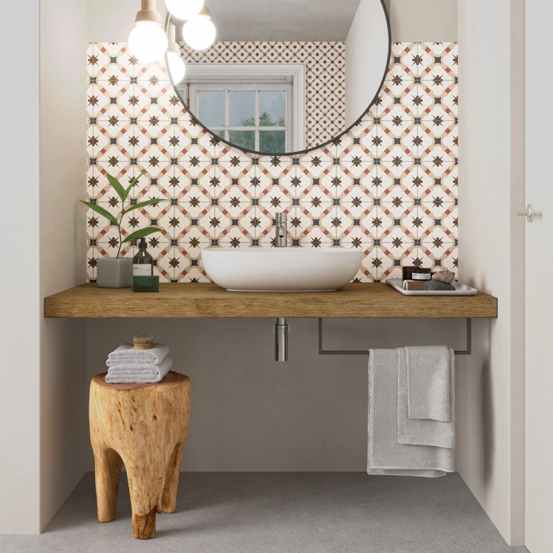 Carrelage sol effet carreaux de ciment Taco Vintage grace beige 16,5x16,5 cm