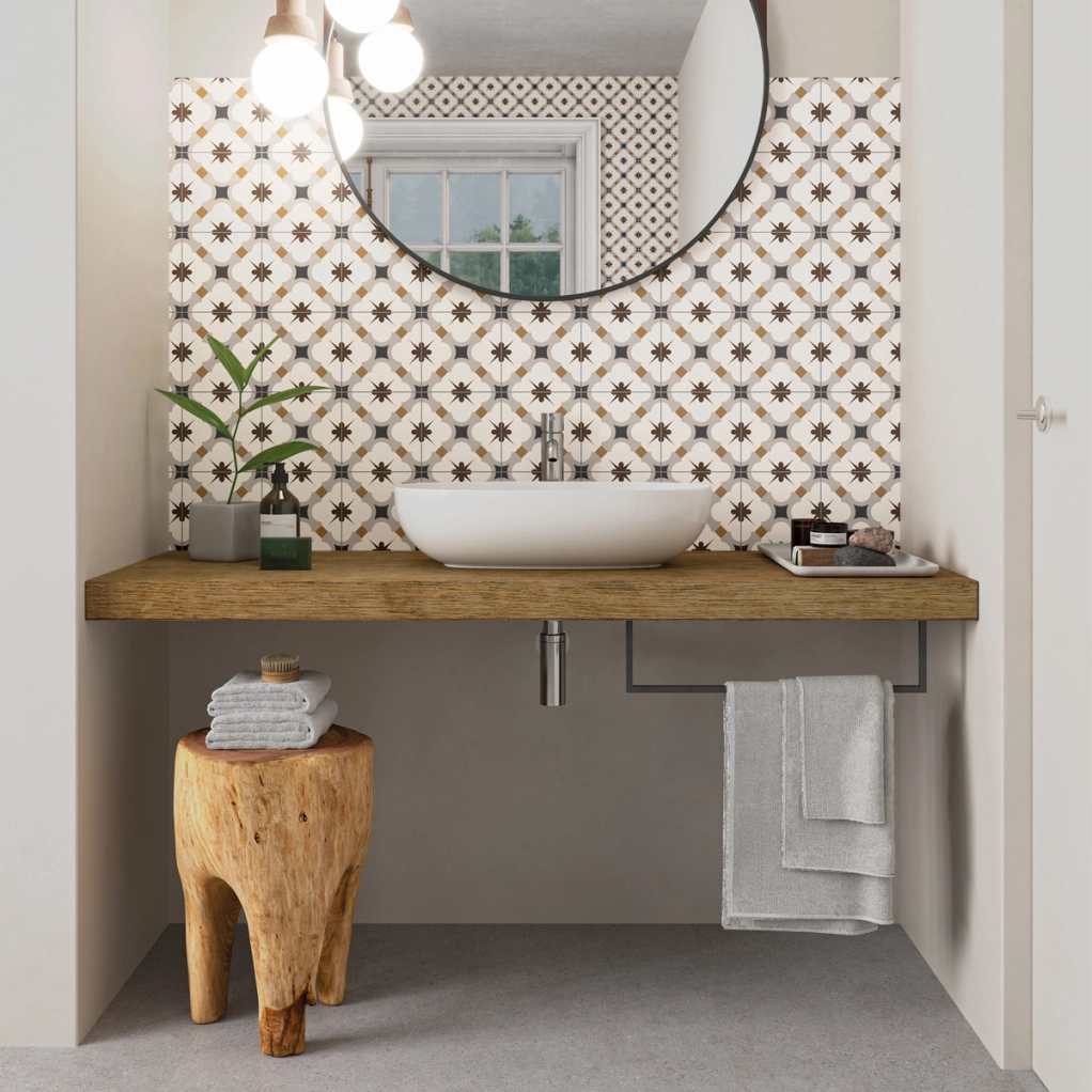 Carrelage sol effet carreaux de ciment Taco Vintage grace gris 16,5x16,5 cm