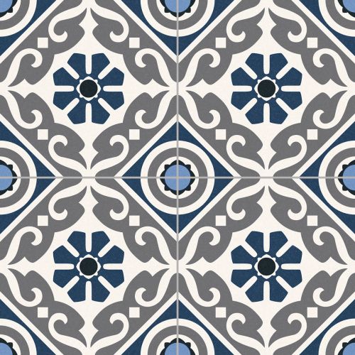 Carrelage sol effet carreaux de ciment Vintage musa blue 33,15x33,15 cm