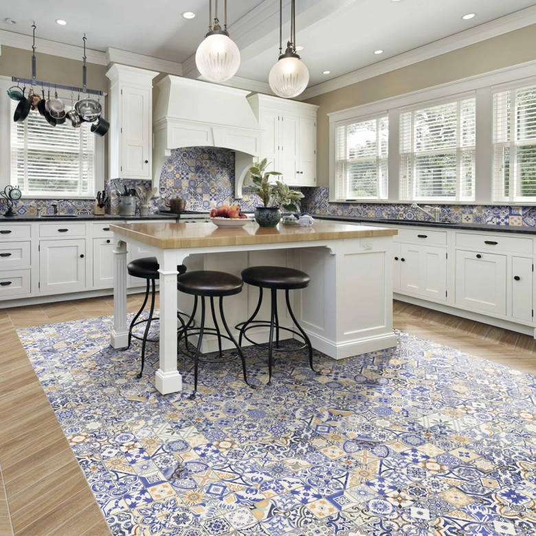 Carrelage sol effet carreaux de ciment Water Azulejos 44x44 cm