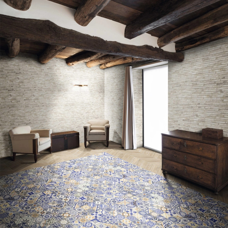 Carrelage sol effet carreaux de ciment Water Azulejos 44x44 cm