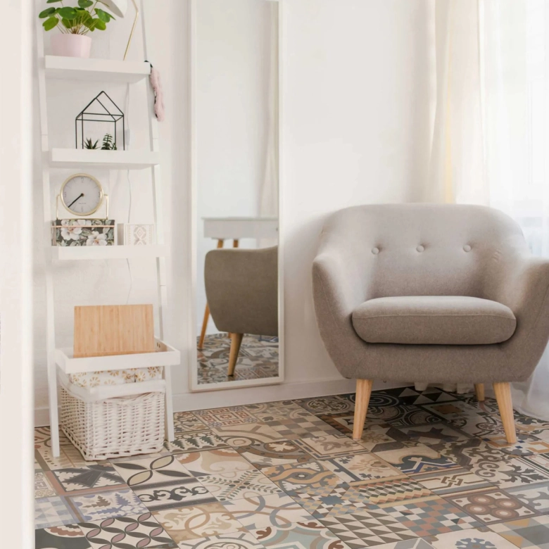 Carrelage sol effet carreaux de ciment Water Design 44x44 cm