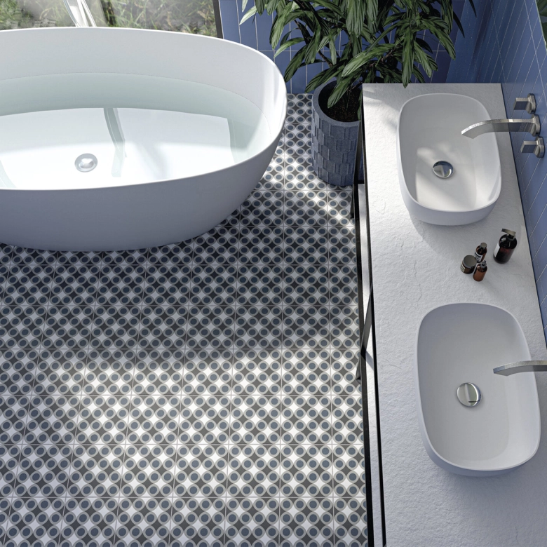 Carrelage sol effet carreaux de ciment Classico pop cold 20x20 cm