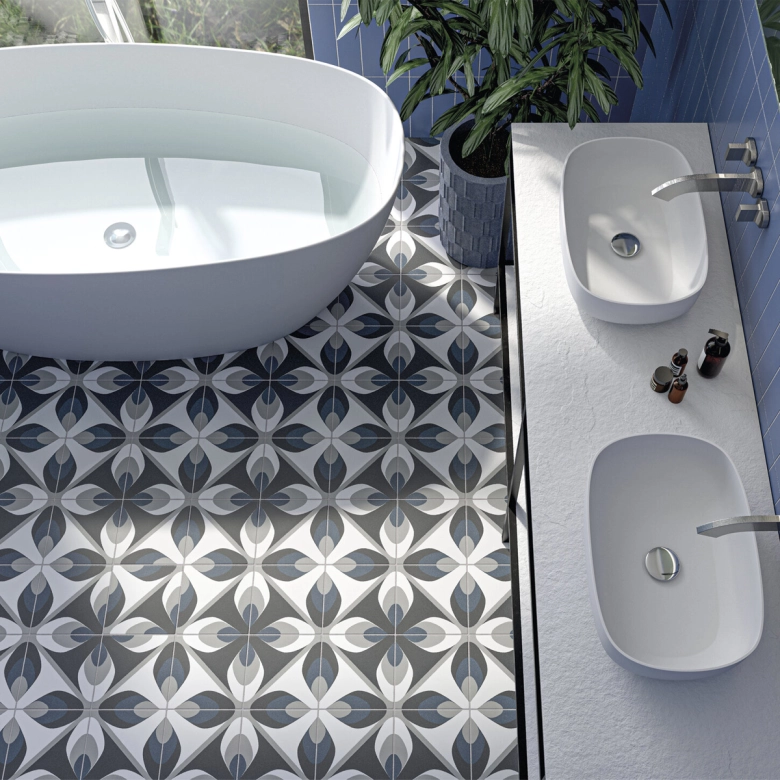 Carrelage sol effet carreaux de ciment Classico ona cold 20x20 cm