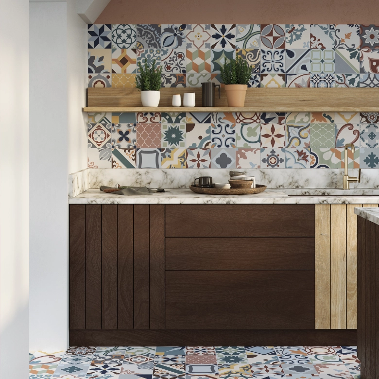 Carrelage sol effet carreaux de ciment Manzanillo mix 33,1533,15 cm