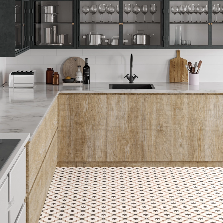 Carrelage sol effet carreaux de ciment Taco Vintage grace beige 16,5x16,5 cm