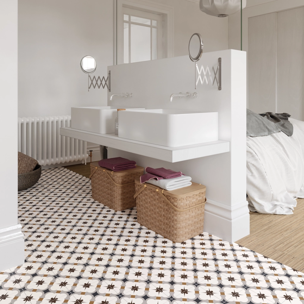 Carrelage sol effet carreaux de ciment Taco Vintage grace gris 16,5x16,5 cm