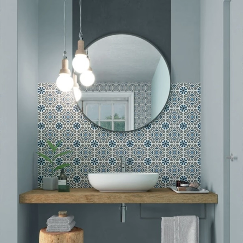 Carrelage sol effet carreaux de ciment Vintage musa blue 33,15x33,15 cm