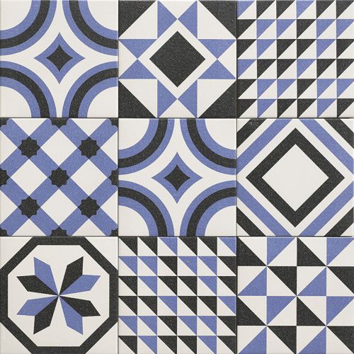 Carrelage sol effet carreaux de ciment Richelieu trinity blue 2020 cm