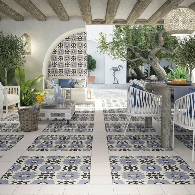 Carrelage sol effet carreaux de ciment Richelieu rabat 2020 cm
