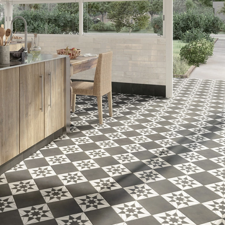 Carrelage sol effet carreaux de ciment Mélancolie Séville blanc 20x20 cm