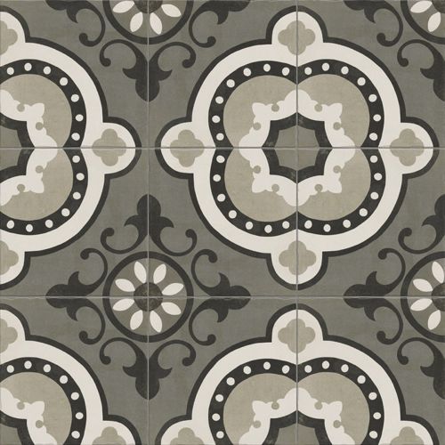 Carrelage sol effet carreaux de ciment Mélancolie Barcelone grège 20x20 cm