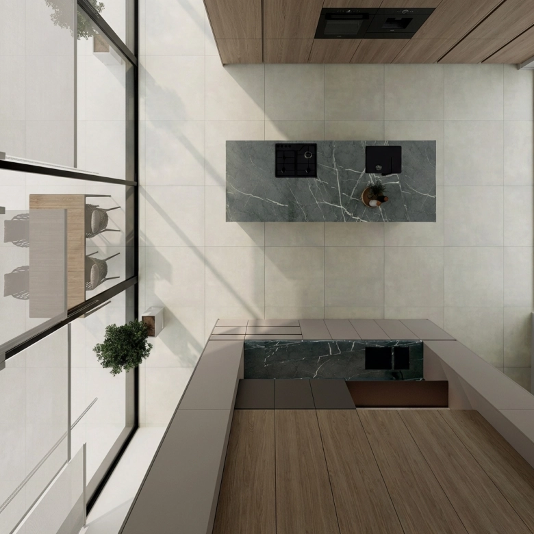 Dalle extérieur moderne Inédit2.0 perle R11 60x120 cm