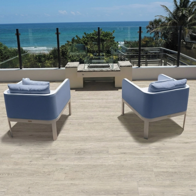 Carrelage sol extérieur effet bois Trento beige R11 20x120 cm