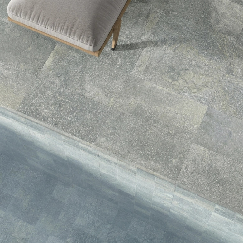 Carrelage sol extérieur effet pierre Pierre de Bali Oxyd vert R10 3060cm