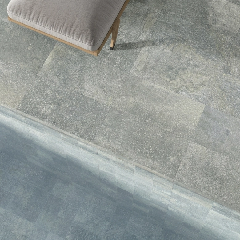 Carrelage sol extérieur effet pierre Pierre de Bali Oxyd vert R10 3060cm