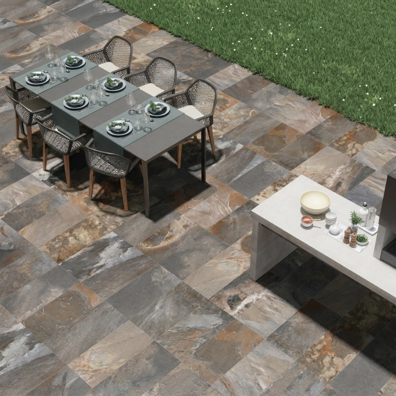 Carrelage sol extérieur effet pierre Pierre de Bali Oxyd R11 3060cm