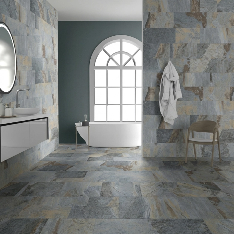 Carrelage sol extérieur effet pierre de Bali Buddha terreR11 15x15 cm