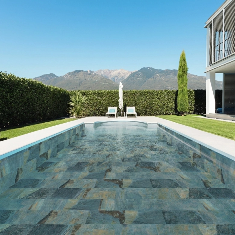 Carrelage sol extérieur effet pierre de Bali Buddha vert R11 30x60 cm