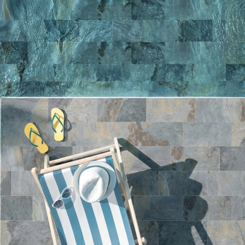 Carrelage sol extérieur effet pierre de Bali Buddha terre R11 30x60 cm