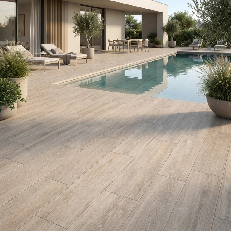 Carrelage sol extérieur effet bois Brésil gris R11 20x120 cm
