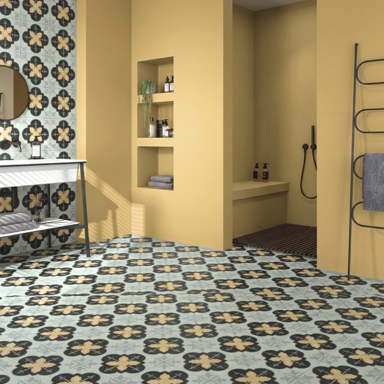 Carrelage sol effet carreaux de ciment Fancy Violet Night 15x15 cm