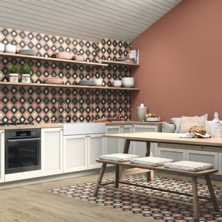 Carrelage sol effet carreaux de ciment Fancy Jasmine day 15x15 cm