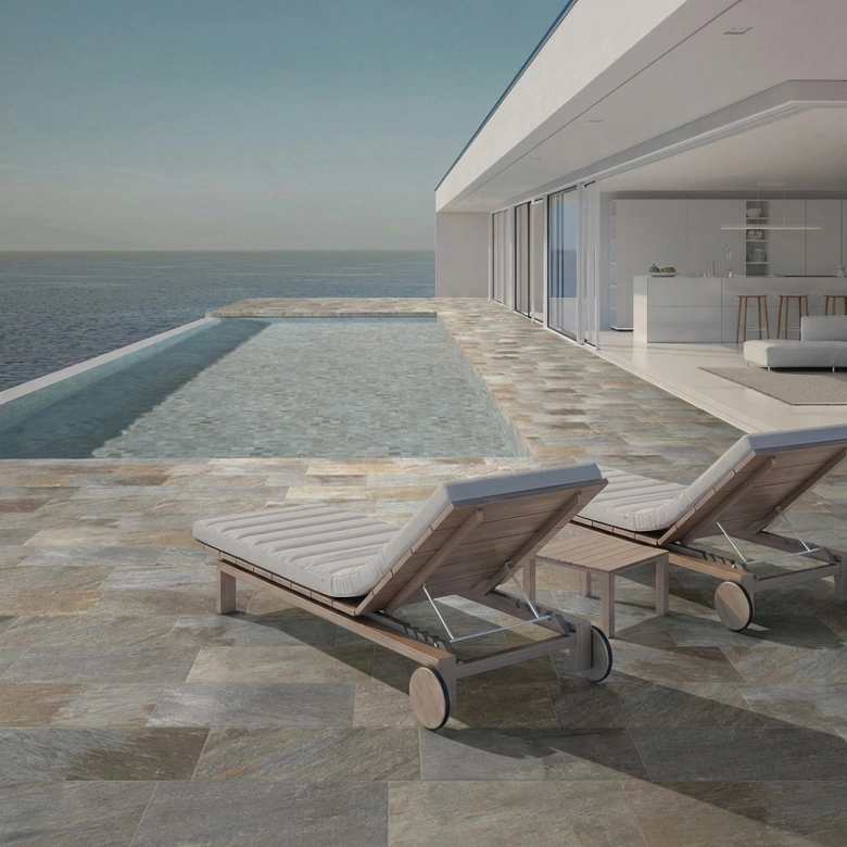 Carrelage sol extérieur effet pierre de bali Futura multicolors R11 30x60,4 cm