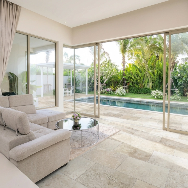 Carrelage sol extérieur effet pierre Travertin TravertiNova classic 40,2x60,4 cm R11