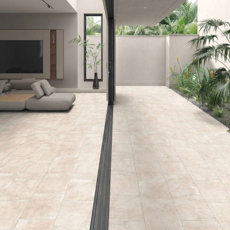 Carrelage sol extérieur effet pierre Travertin TravertiNova corda 60x120 cm R11