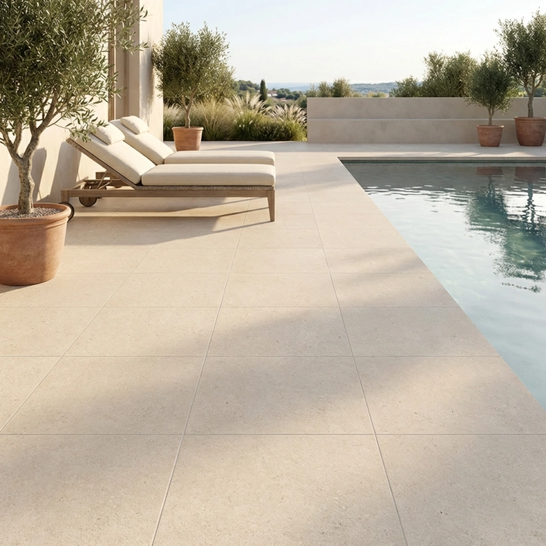 Carrelage sol extérieur effet pierre Turin sable R11 60X60 cm