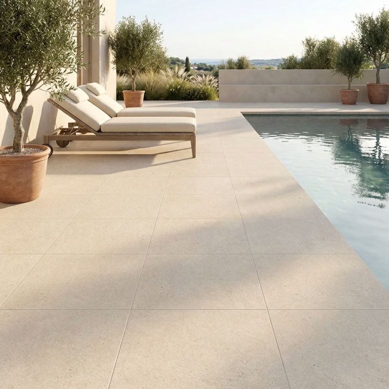 Carrelage sol extérieur effet pierre Turin sable R11 30x60 cm