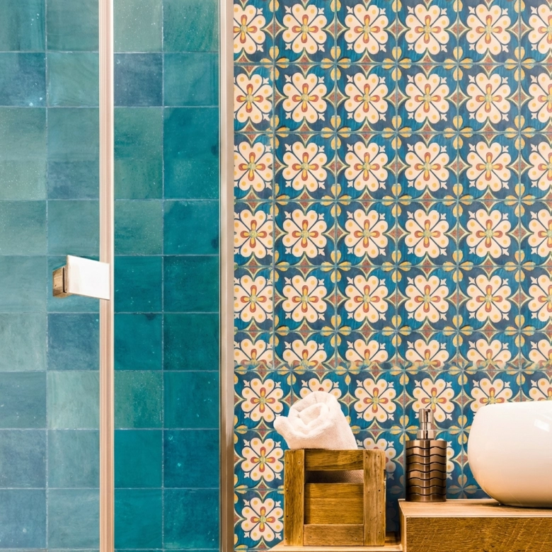 Carrelage sol Poda vert turquoise 11,5x11,5 cm